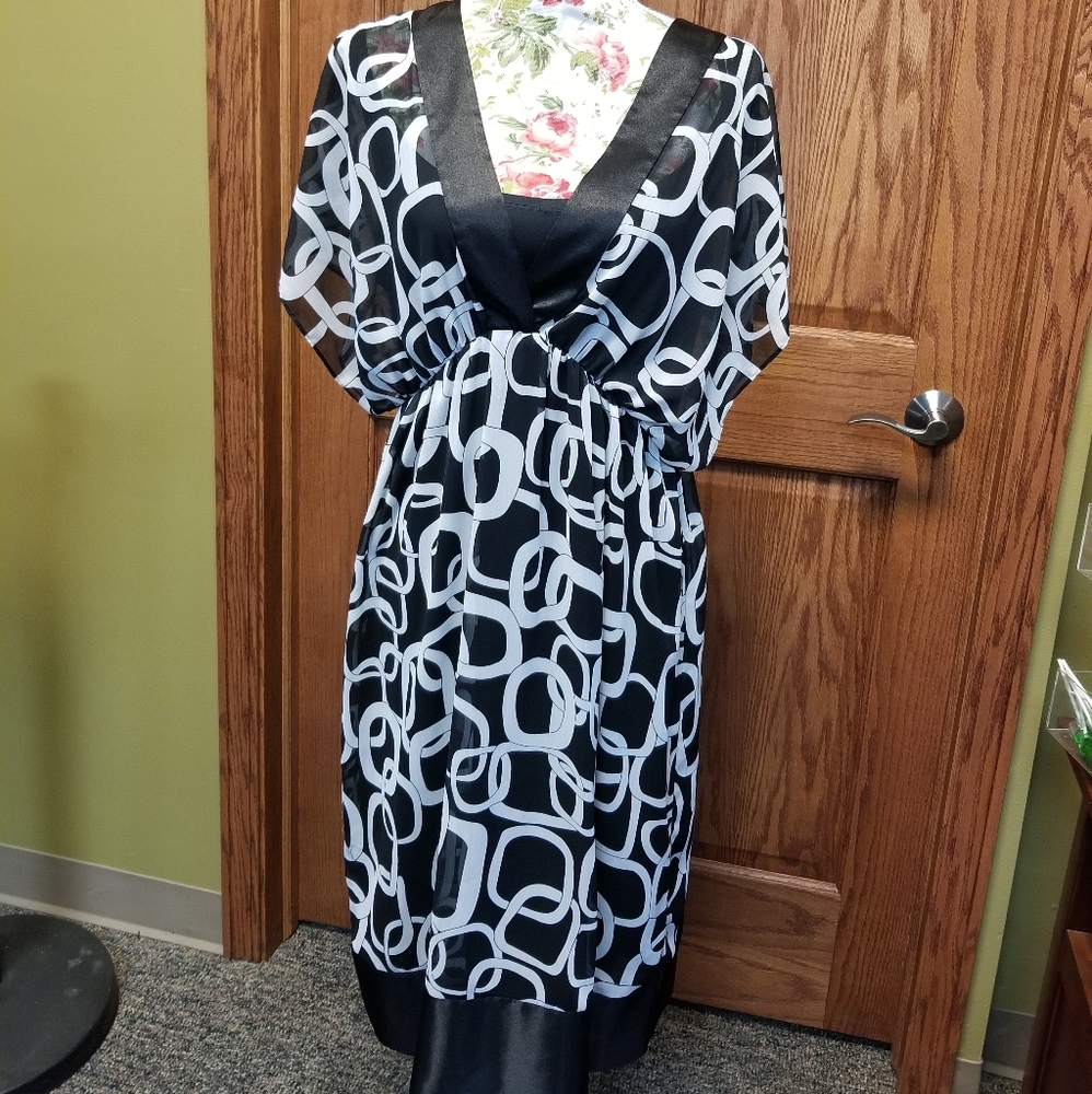 Lane Bryant 2 Layer Black and White Dress